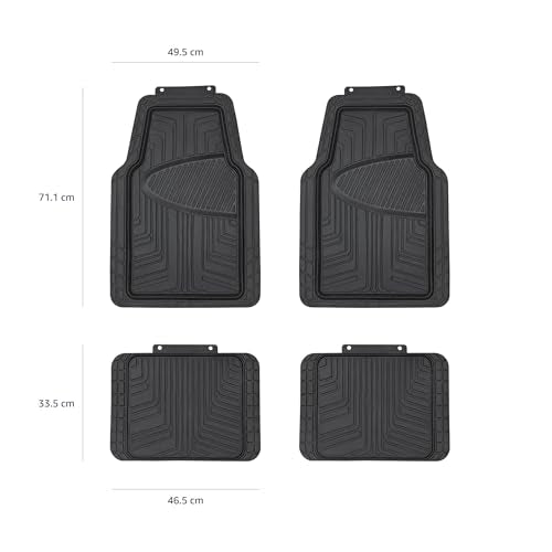 Amazon Basics All-Season Rubber Floor Mats (4 Pack) for Cars, SUVs, and Trucks (Black)