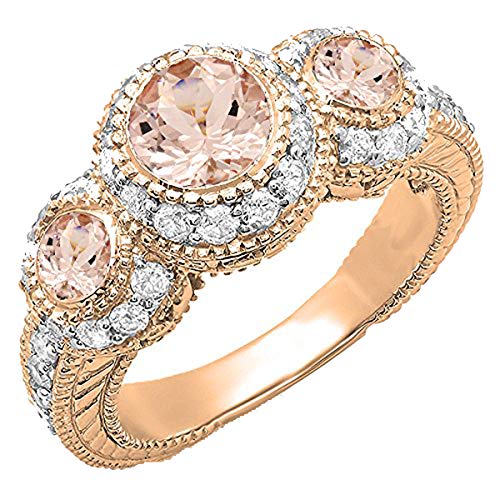 DazzlingRock Collection (KS715-1214K) 14K Rotgold Damenring mit Morganit & weiße Diamanten