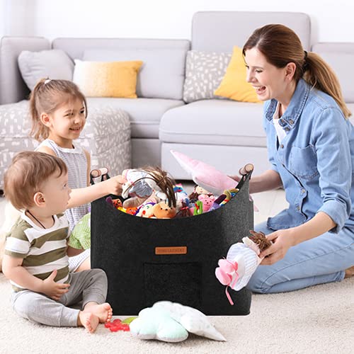 XL firewood felt basket with reinforced handle for shopping, wood, newspaper or firewood