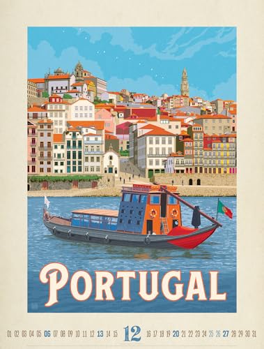 Travel Time Poster Calendar 2026 | High-quality vintage calendar in large portrait format (50x66cm)