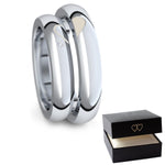 AMOONIC engagement rings (pair) silver 925 with zirconia 'FREE case with 2 hearts' (white gold-platinum look)