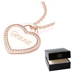 AMOONIC Amour heart necklace with engraving (rose gold-silver 925 high-quality gold-plated) including luxury case + necklace pendant