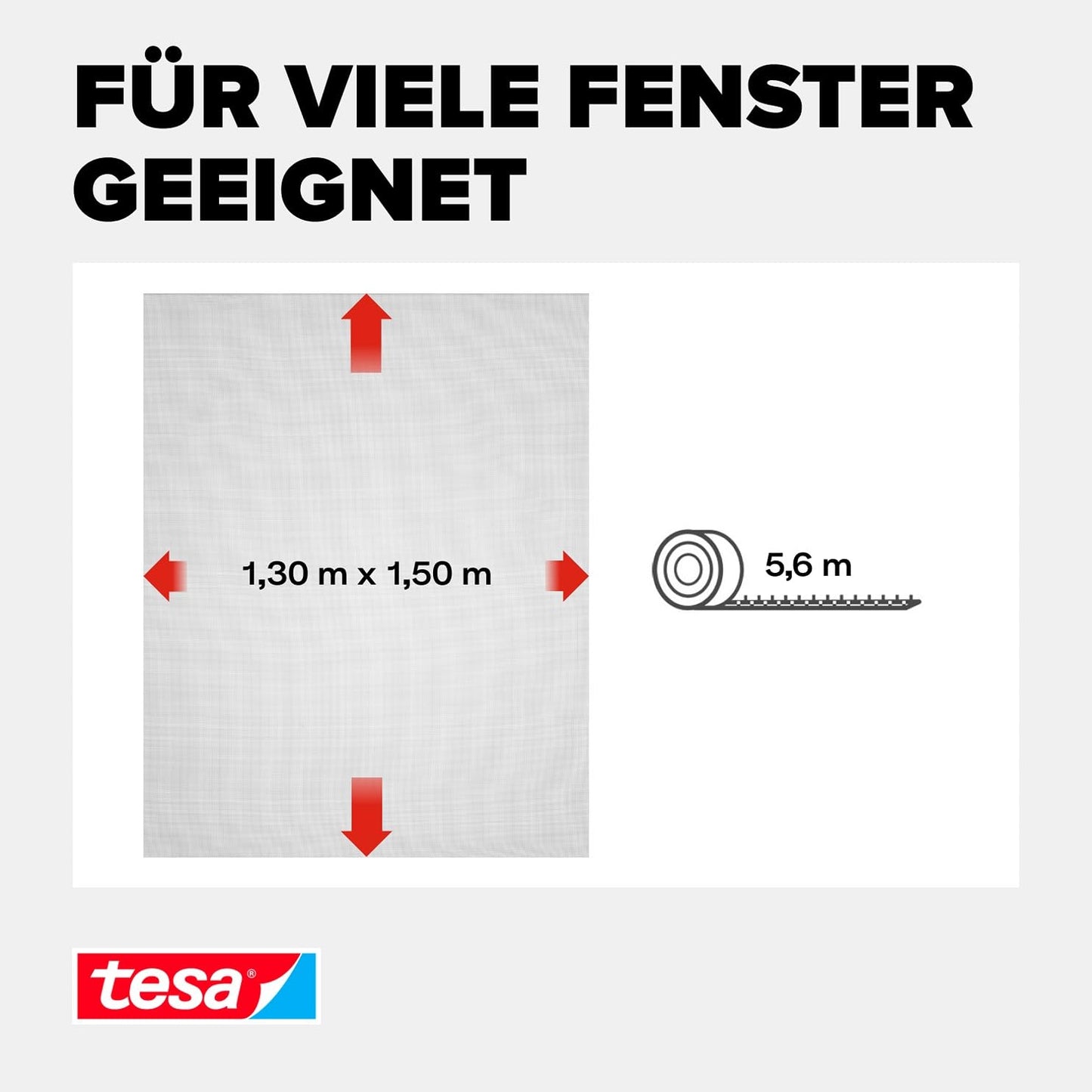 tesa 'Insect Stop' Standard fly screen (130x150cm) for windows: Cuttable