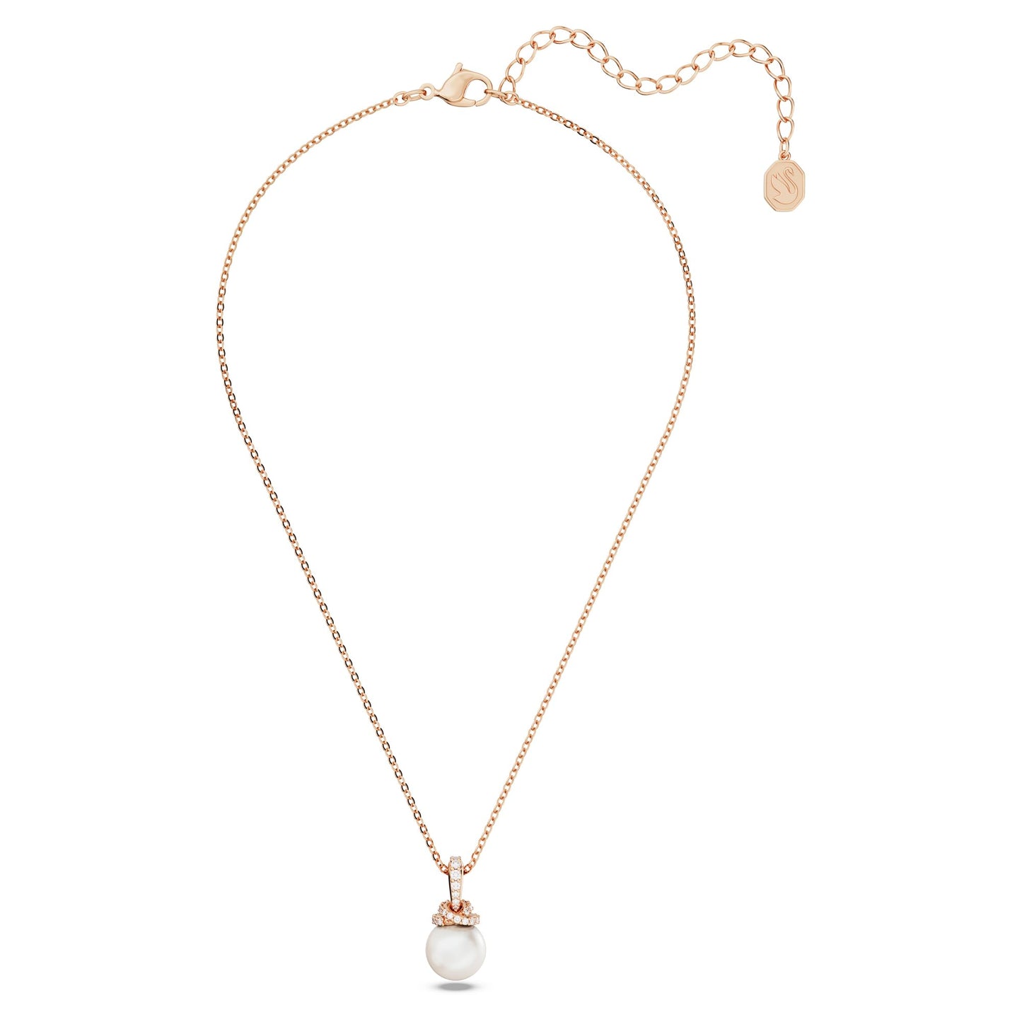 Swarovski 'Originally' Crystal Pearl Pendant for Women: Necklace with Rose Gold Alloy Layer