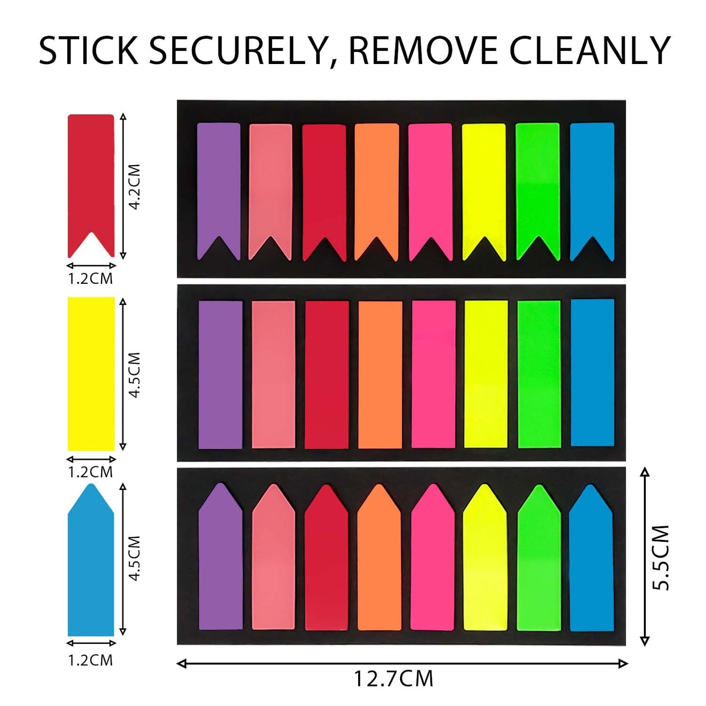 Sticky Notes (1200 pieces): Page markers - 3 designs, 8 colors