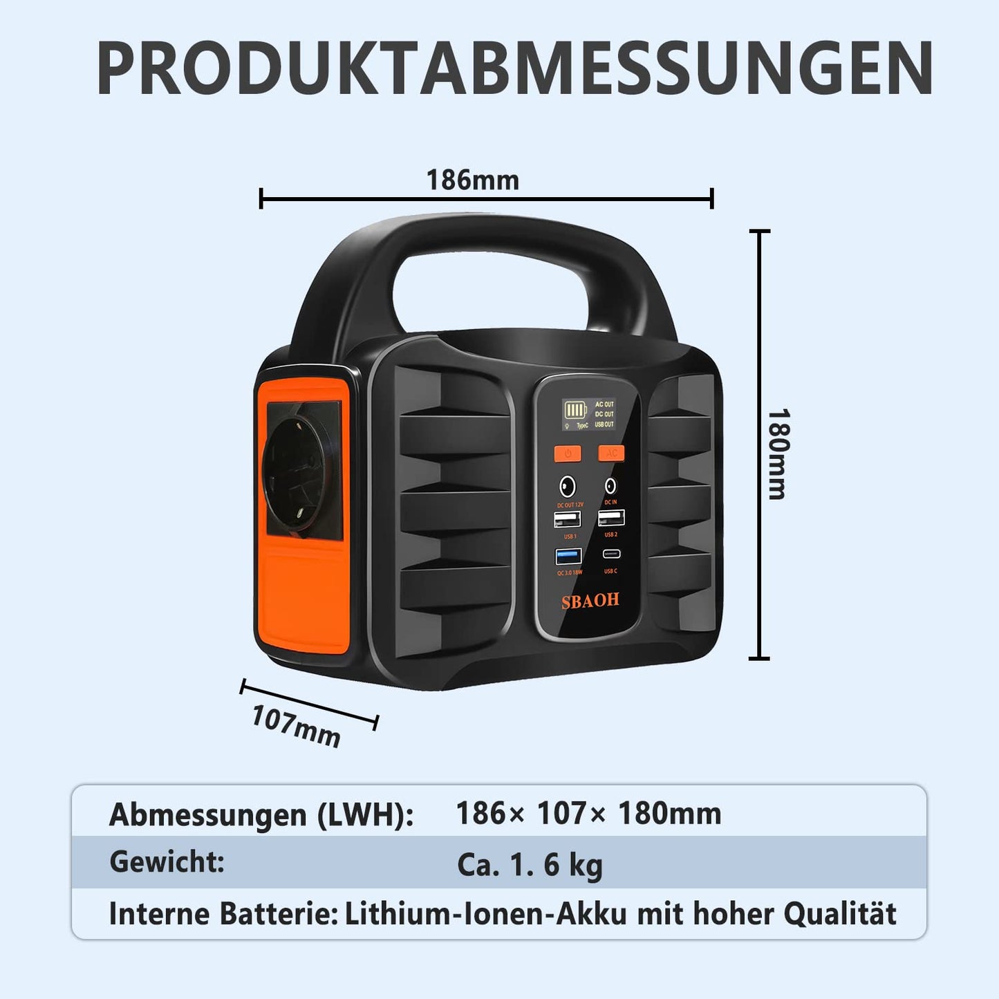 Outdoor Powerstation 'SBAOH' 99Wh, 150W: Solargenerator Akku für Reise & Camping