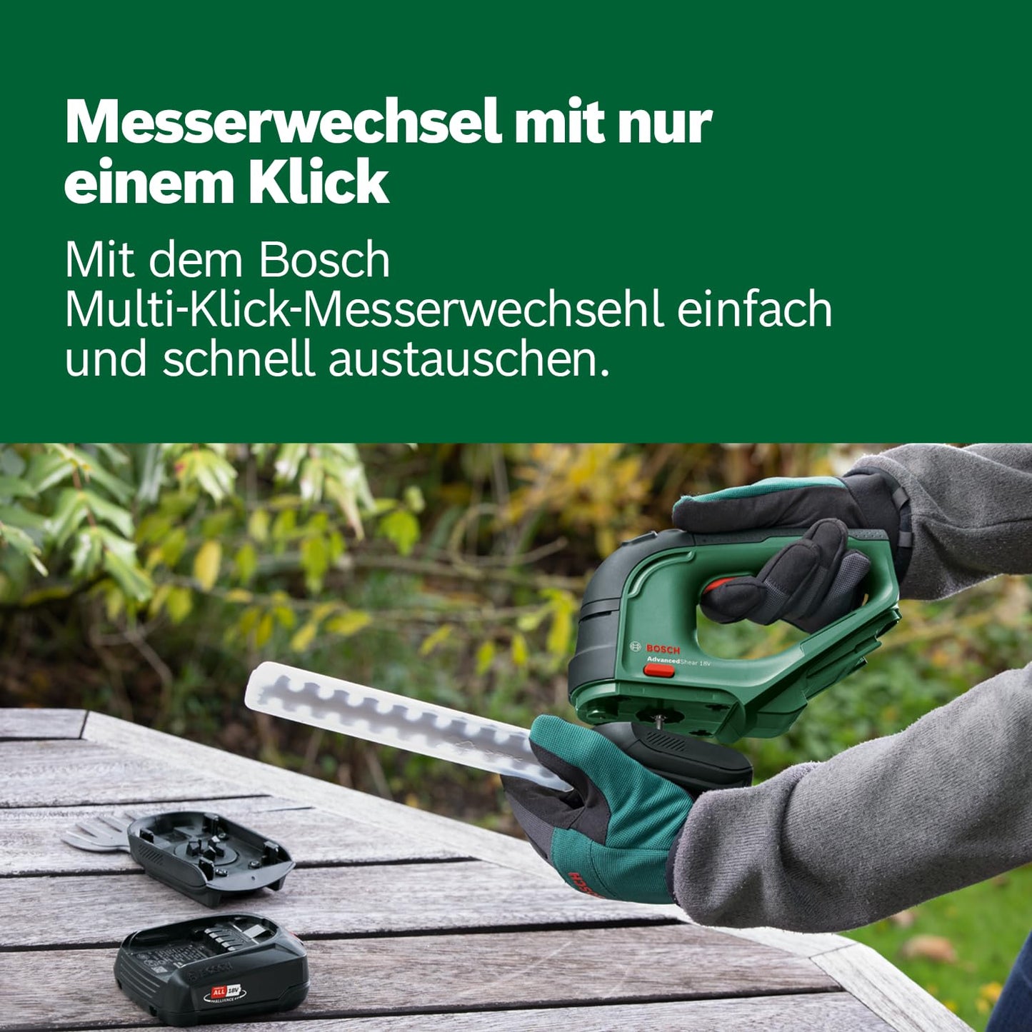 Bosch 'AdvancedShear' Akku-Grasschere 18V-10 mit Strauch- und Grasscherenmesser | ohne Akku