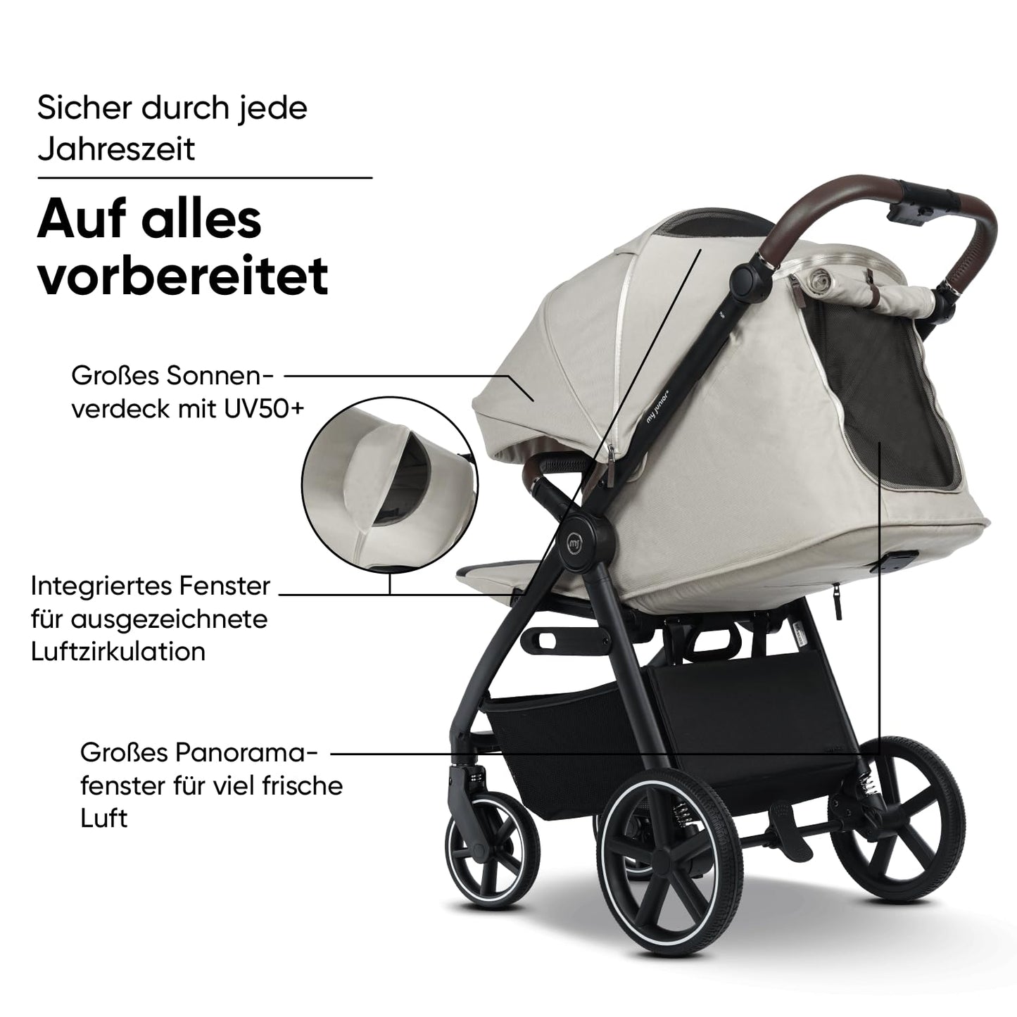 my junior® PLIA² | großer Komfortbuggy mit Luftkammerreifen inkl. Getränkehalter + Tragegurt