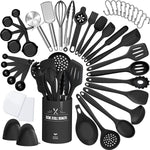 43-piece silicone cooking utensil set: dishwasher safe (black)