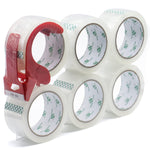BOMEI PACK Parcel Tape Set | 6 rolls of clear 66m each + dispenser, versatile & easy to unwind