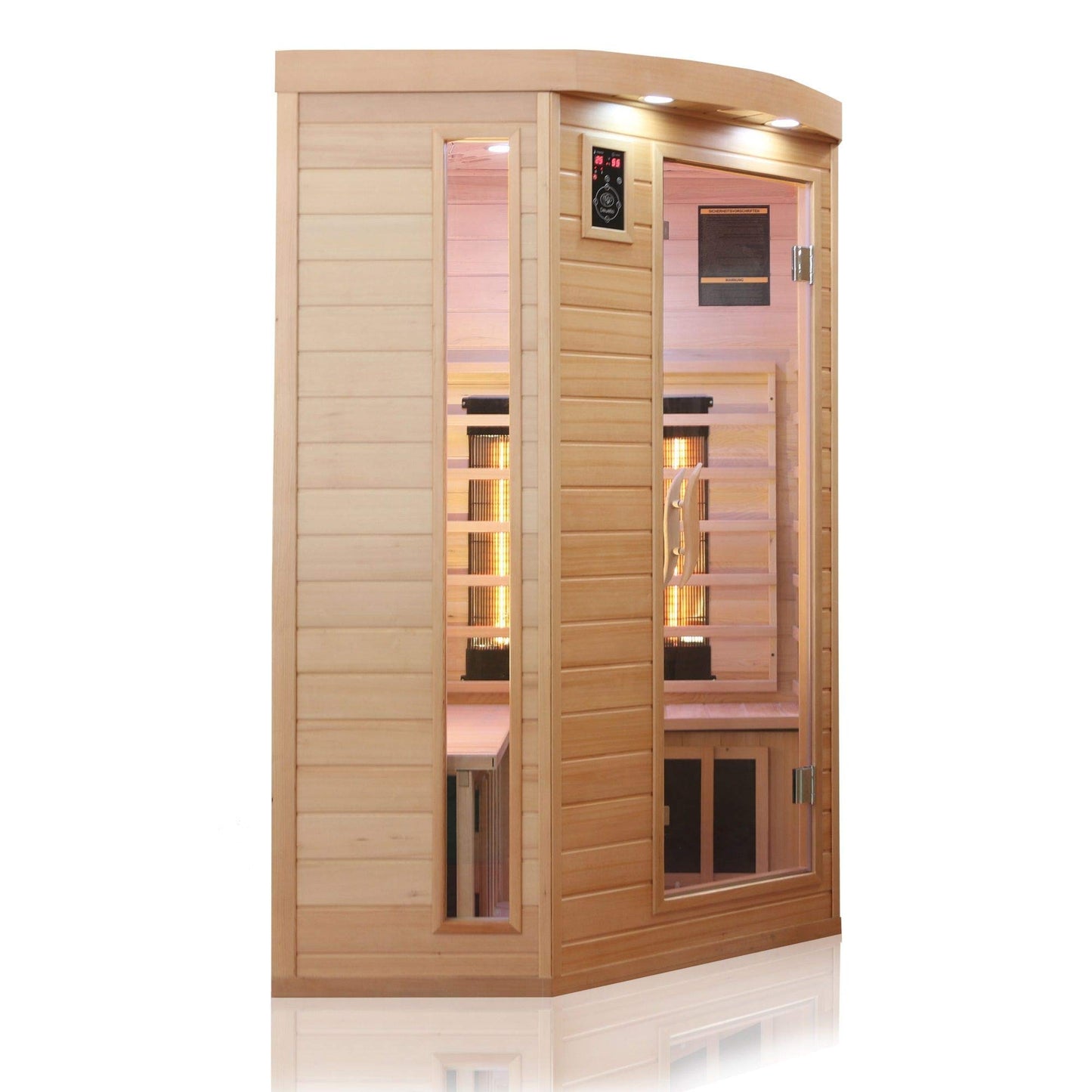 Dewello® infrared sauna 'Lakefield 3' (140x140cm) for 2-3 people made of hemlock wood, LED, Bluetooth