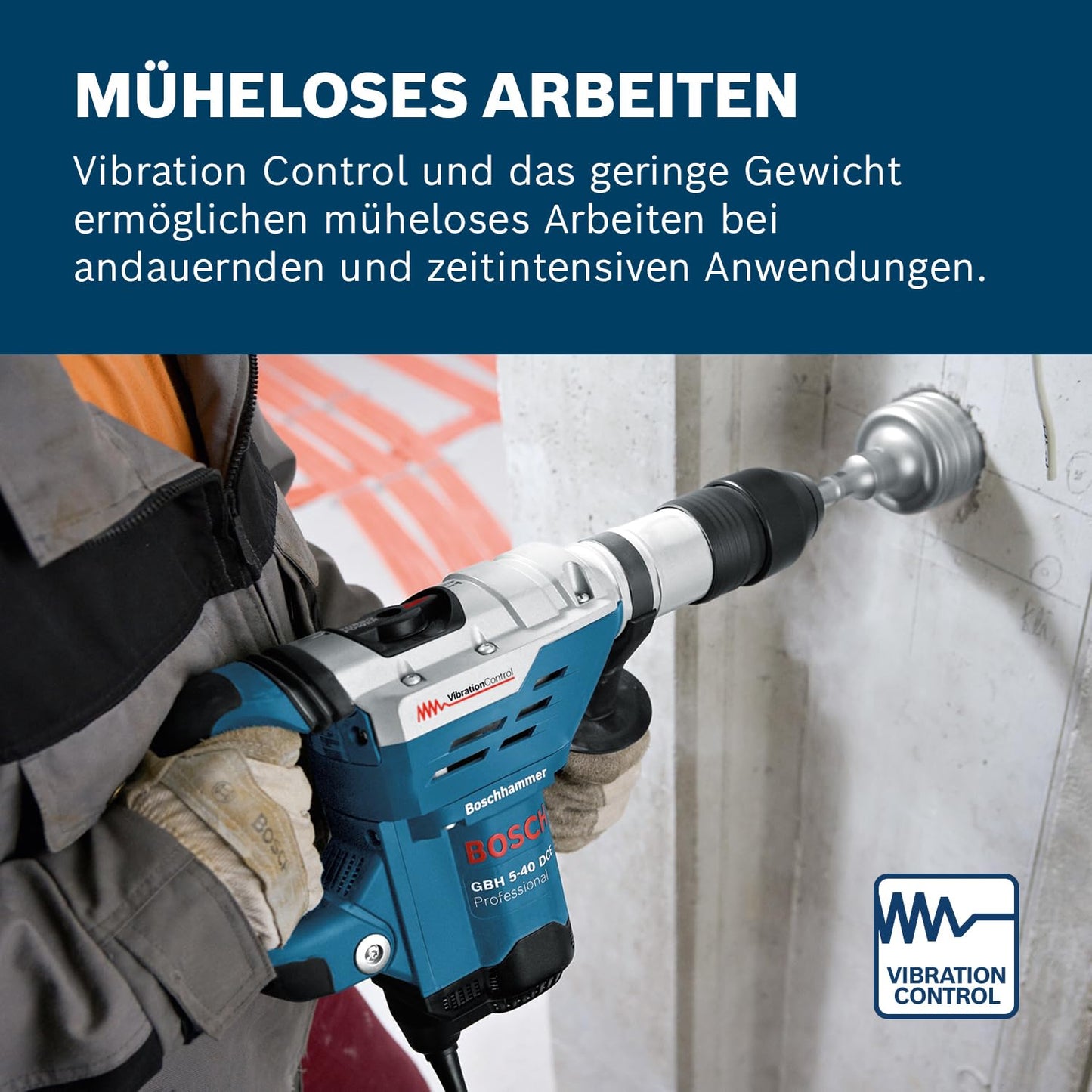 Bosch Professional Bohrhammer (GBH 5-40 DCE) inkl. Zusatzhandgriff + Handwerkoffer: SDS Max