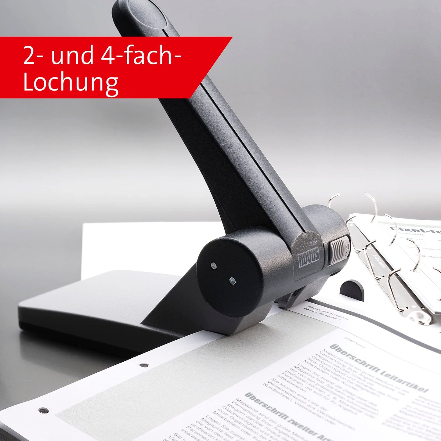 Novus (B 265) filing hole punch for the office in grey-black