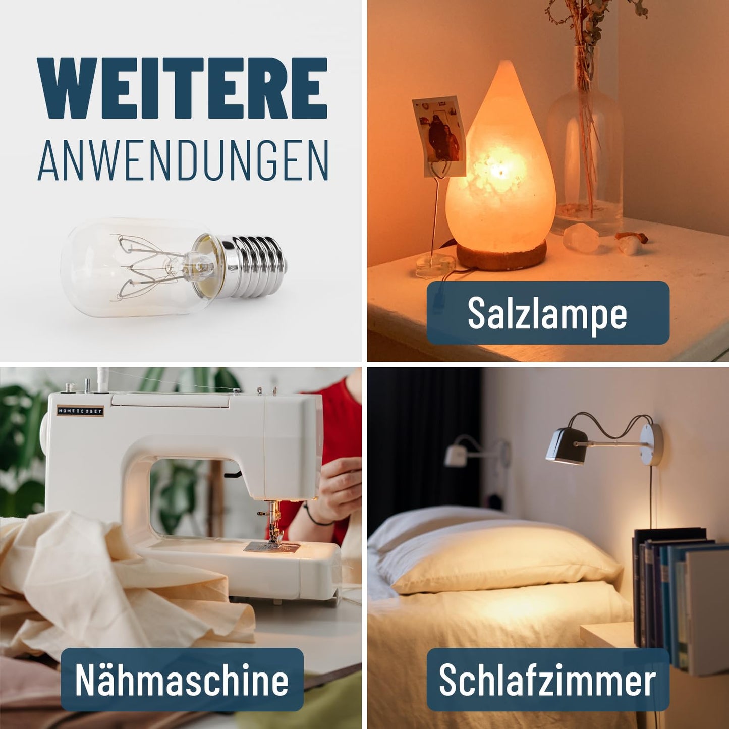 Kühlschranklampe E14 (15W): 2700K Warmweiß mit T22 Kapsel, 90 Lumen
