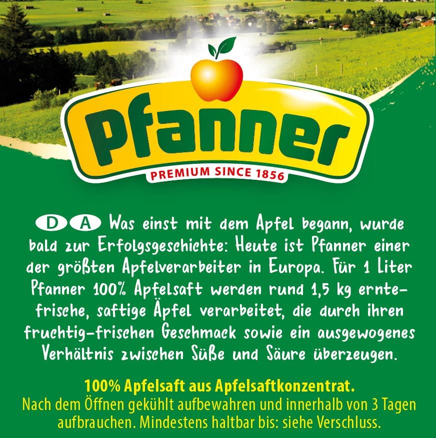 Pfanner 100% vitamin-rich apple juice (8 x 1 liter): no added sugar