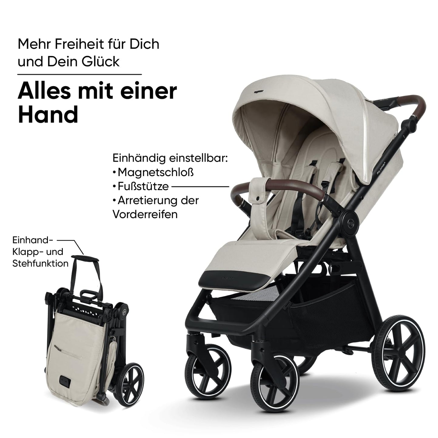 my junior® PLIA² | großer Komfortbuggy mit Luftkammerreifen inkl. Getränkehalter + Tragegurt