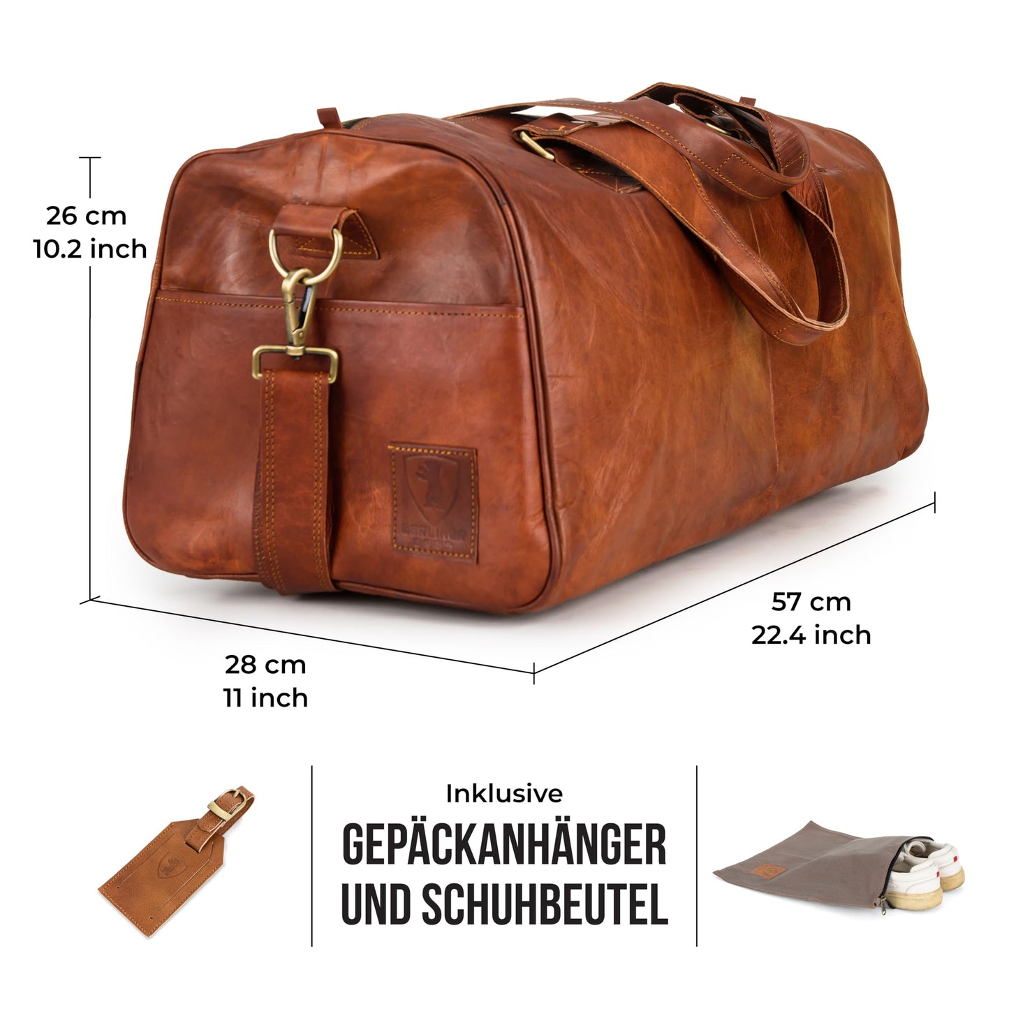 BERLINER BAGS 'Oslo Weekender' leather travel bag (brown): 45 liters