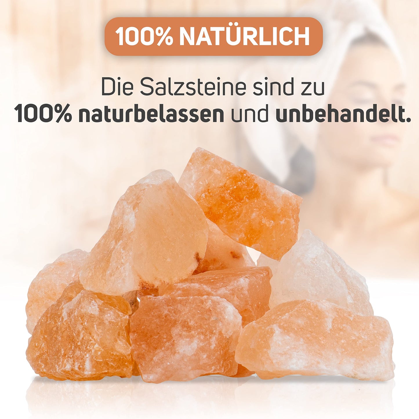 Natural rock crystal sauna salt (2kg) from Pakistan for sauna & wellness