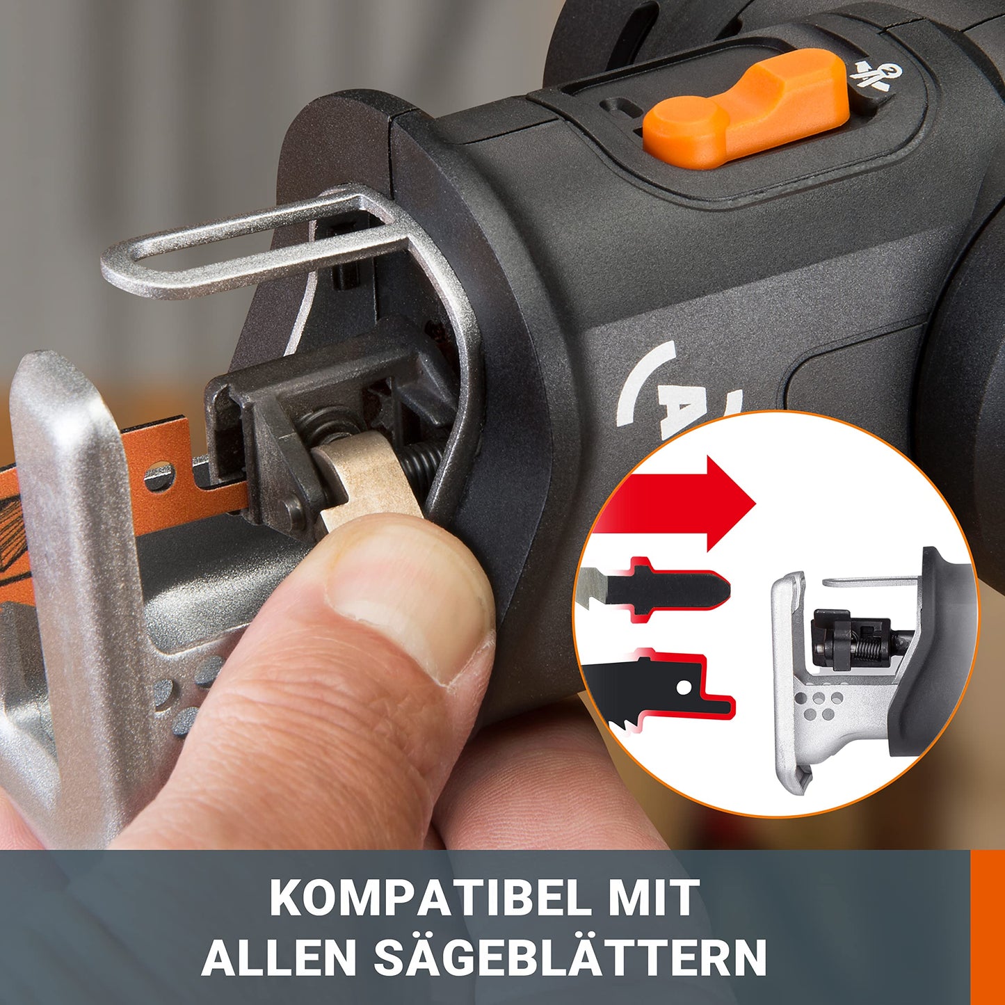 WORX (WX550.9) 2-in-1 universal jigsaw for cutting wood, steel & PVC: Without battery & charger