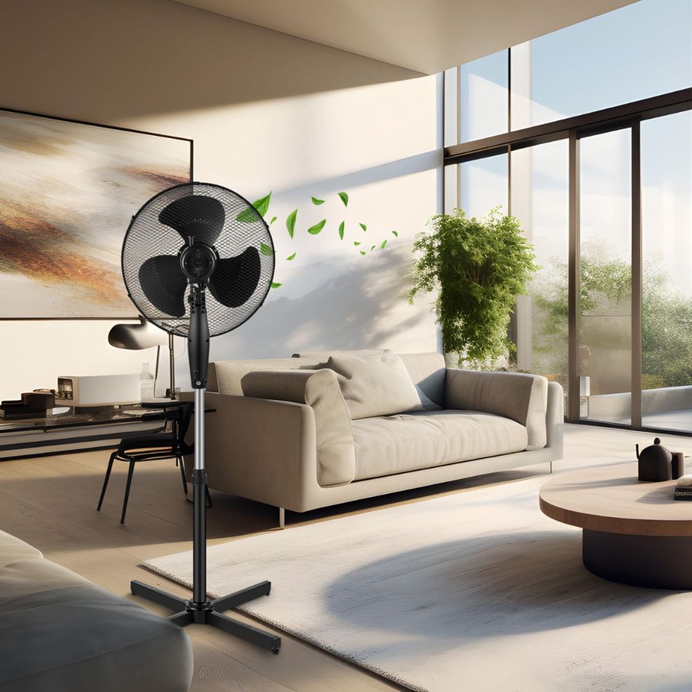 Echos® pedestal fan (Ø 43cm): Very quiet, energy-saving, 3 speeds, oscillation