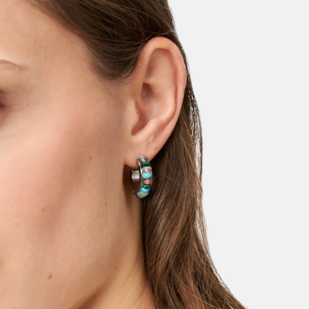 Tamaris hoop earrings with round stones made of stainless steel IP silver