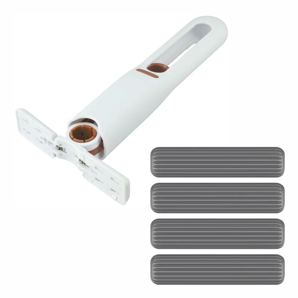 Mini Squeeze Mop™ | Selbstpressender Faltmopp für Haushalt, Küche und mehr (1 Griff + 4 Mop)