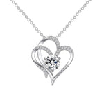Collier coeur en argent avec zircon violet-bleu | Bijoux de luxe en argent sterling 925 pour femmes