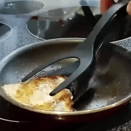 Spatule 2 en 1 | Antiadhésif : pour œufs au plat - pizza - grill - viande