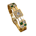 Luxury Waterproof Emerald Green Stainless Steel Bracelet with Cubic Zirconia | Italian Charm Bracelet