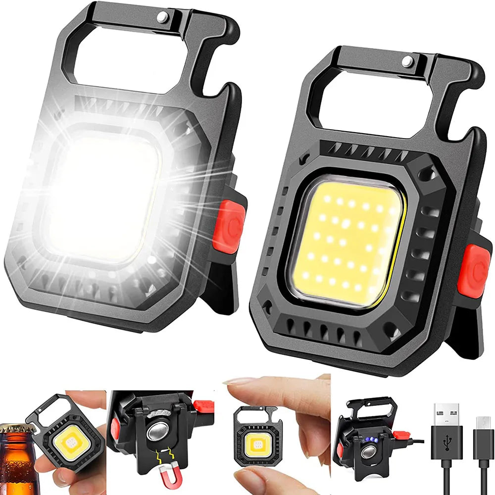Porte-clés COB LED | 3 modes d'éclairage, pliable, rechargeable