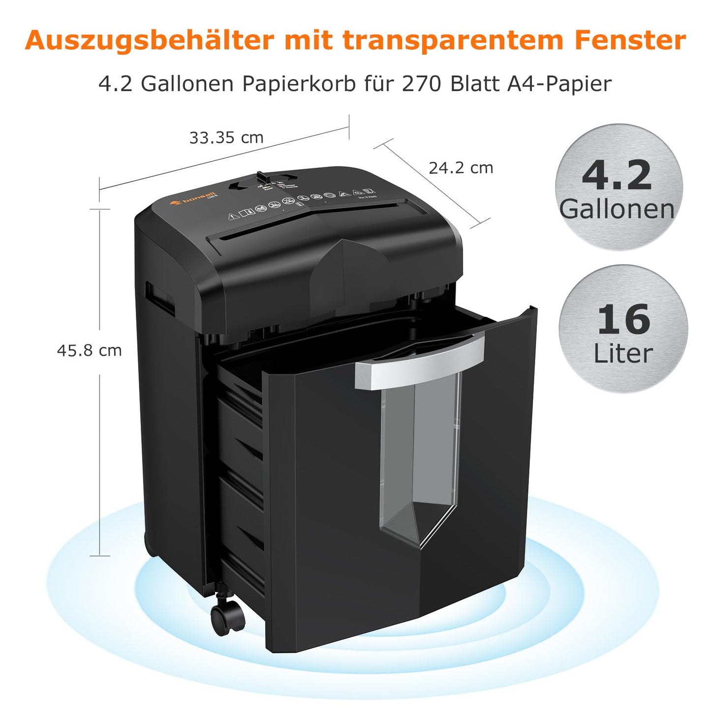 Bonsaii 12-Sheet Cross-Cut Paper Shredder, 60-Minute Runtime, High-Performance Shredder for Home Office, P4 Micro-Cut Paper Shredder with 4 Rollers &amp; 16L Bin (C266-B)