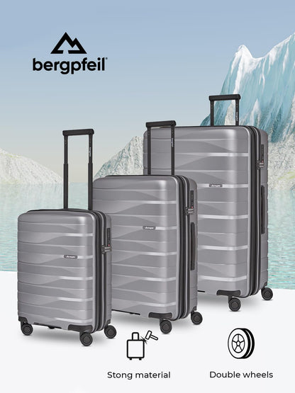 BERGPFEIL hard-shell travel suitcase set (3 pieces) with expansion pleat &amp; TSA lock 