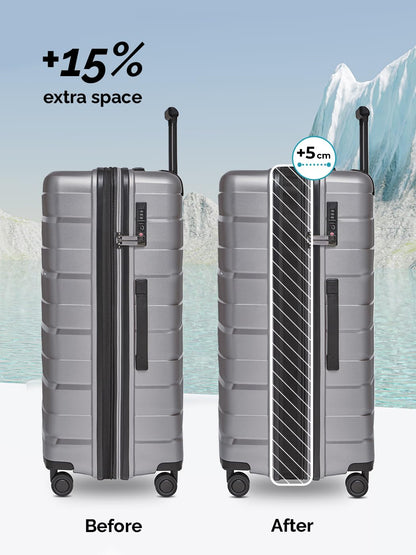 BERGPFEIL hard-shell travel suitcase set (3 pieces) with expansion pleat &amp; TSA lock 