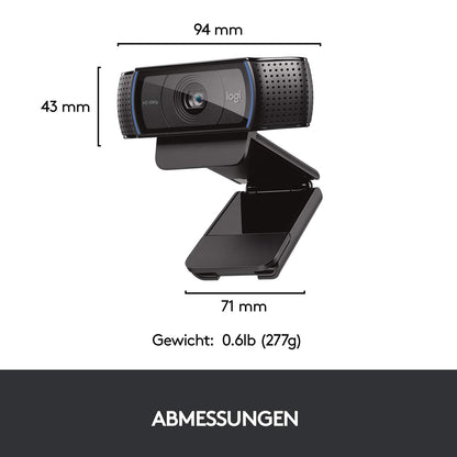 Logitech C920 HD PRO Webcam, Full HD 1080p, 78° field of view, autofocus, clear stereo sound, exposure compensation, USB connection, for Skype, FaceTime, Hangouts, etc., PC/Mac/ChromeOS/Android - Black