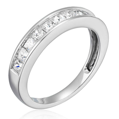Vir Jewels Prinzessschliff 14 Kt Weißgold Diamant-Damenring: Weiß/Crystal (J)