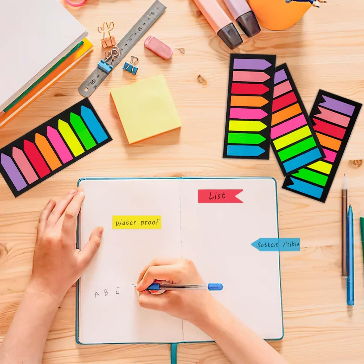 Sticky Notes (1200 pieces): Page markers - 3 designs, 8 colors