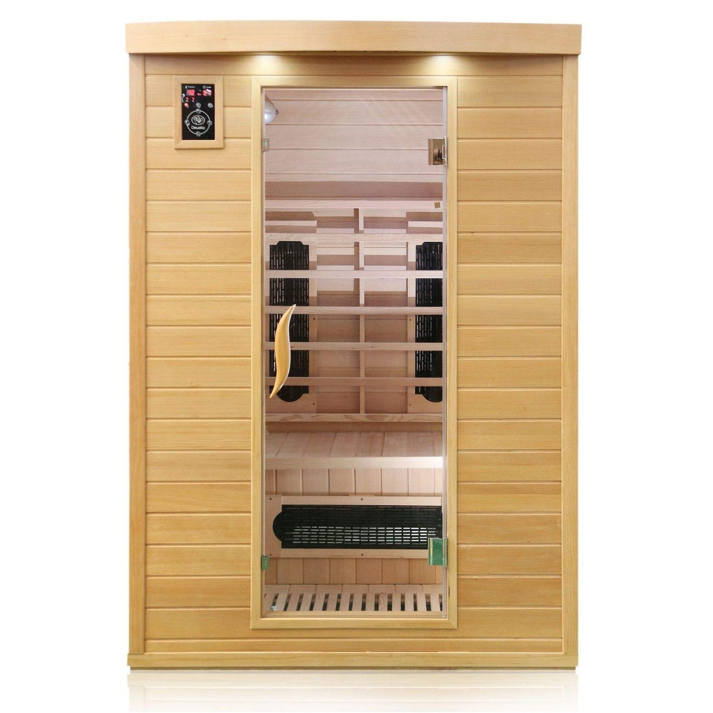 Dewello® infrared sauna 'Laval Plus' (135x105cm) for 1-2 people made of hemlock wood, LED, Bluetooth