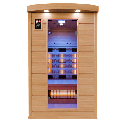 Dewello® Infrarotsauna 'Hyder' (115x105cm) für 1-2 Personen aus Hemlock-Holz, LED, Bluetooth