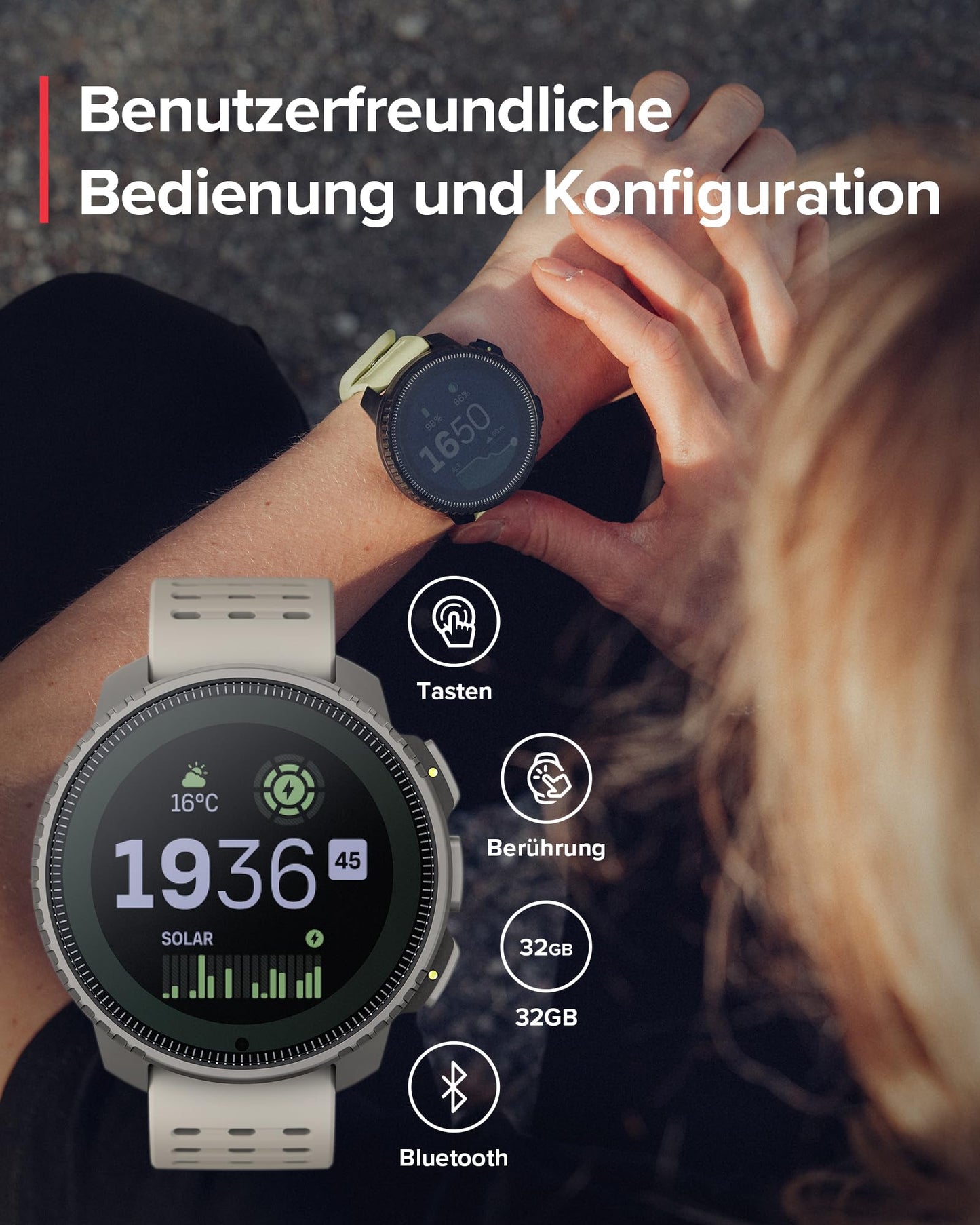 SUUNTO Vertical Adventure Watch: Dual-frequency GPS, solar, offline navigation, 65-day battery, up to 100m
