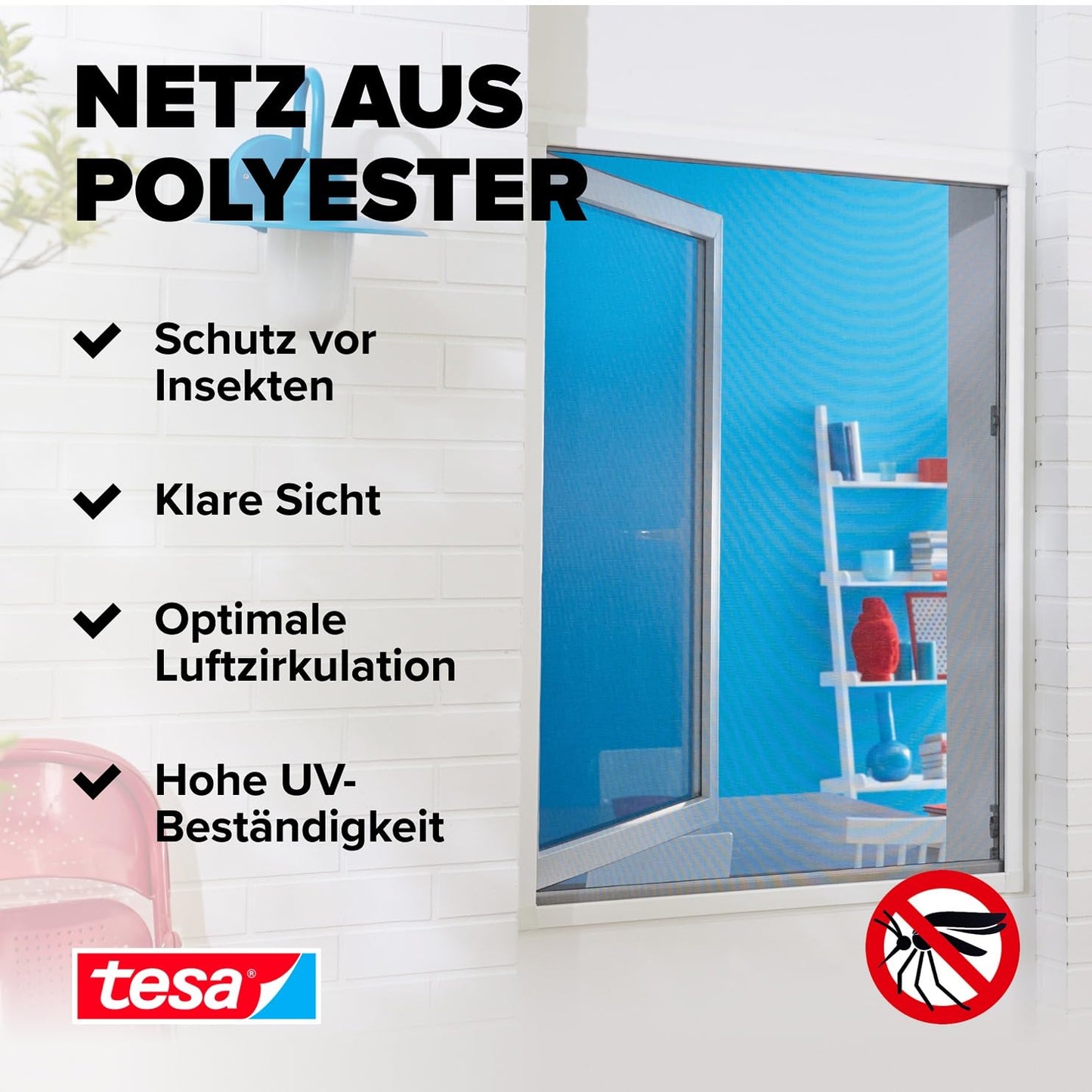 tesa 'Insect Stop' Standard fly screen (130x150cm) for windows: Cuttable