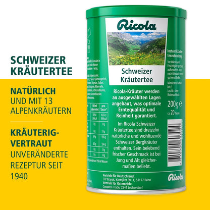 Ricola Original Swiss Instant Herbal Tea (200g can) with 13 mountain herbs | Vegan