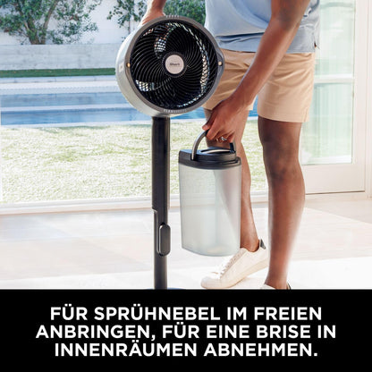 Shark 'FlexBreeze Pro Mist' battery-powered fan for indoor and outdoor use with spray system and remote control
