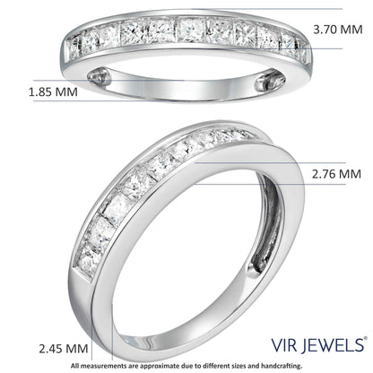 Vir Jewels Prinzessschliff 14 Kt Weißgold Diamant-Damenring: Weiß/Crystal (J)