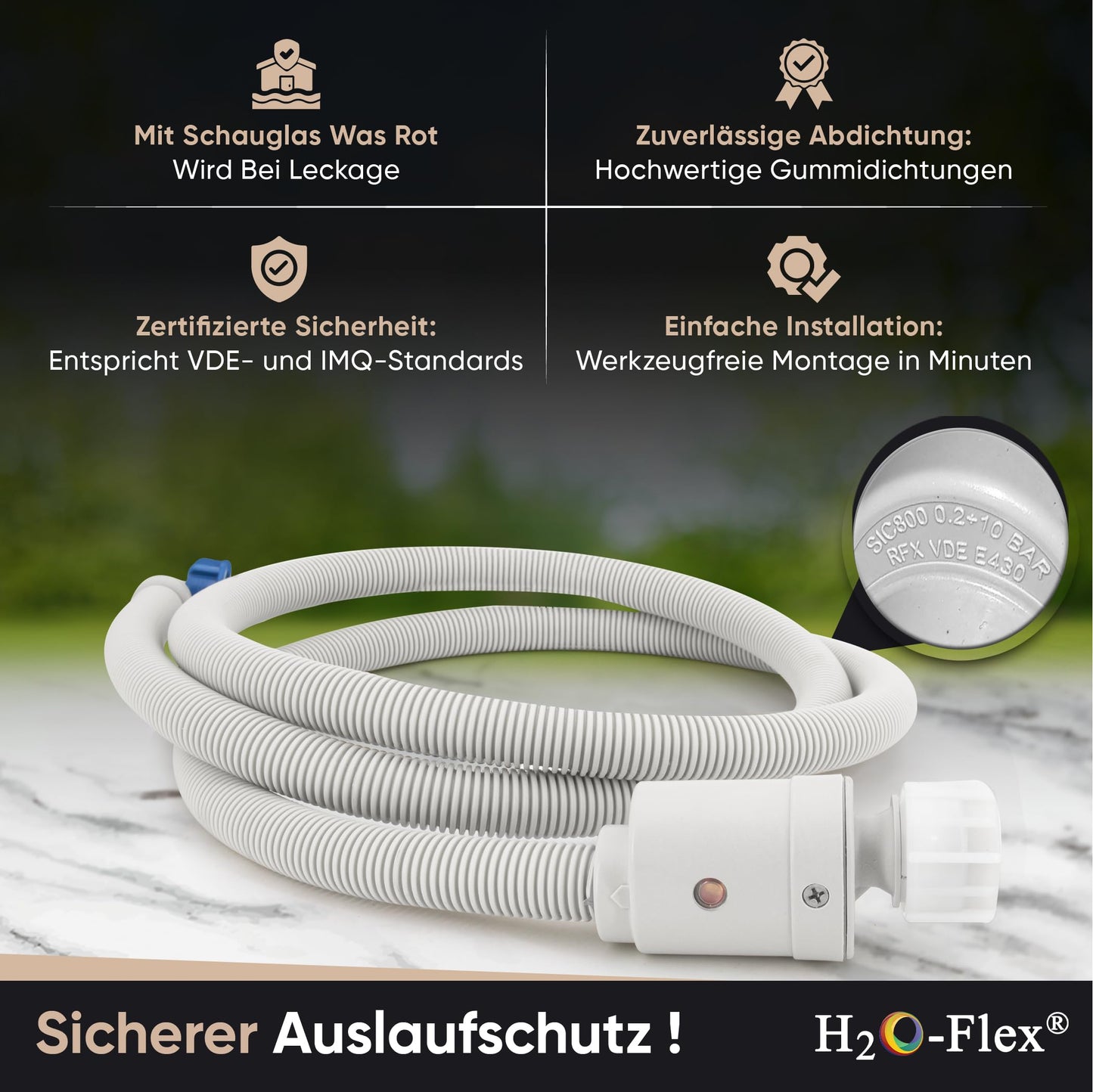 Aquastop safety inlet hose for washing machine and dishwasher (2m)