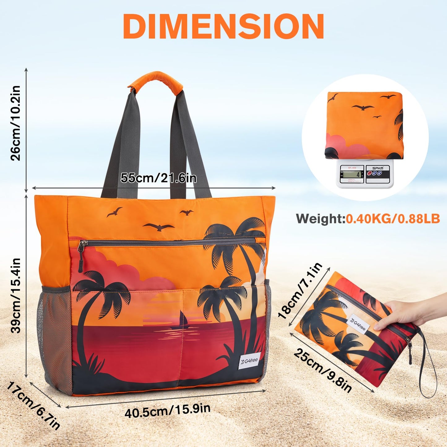Waterproof beach bag XXL for family: Foldable, lightweight also for shopping