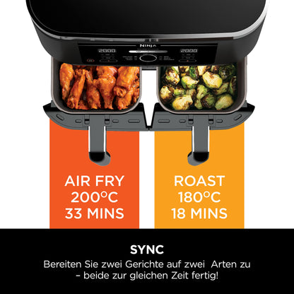 Ninja Dual-Zone Air Fryer AF400EU (9.5 L): 6 Cooking Functions | Black
