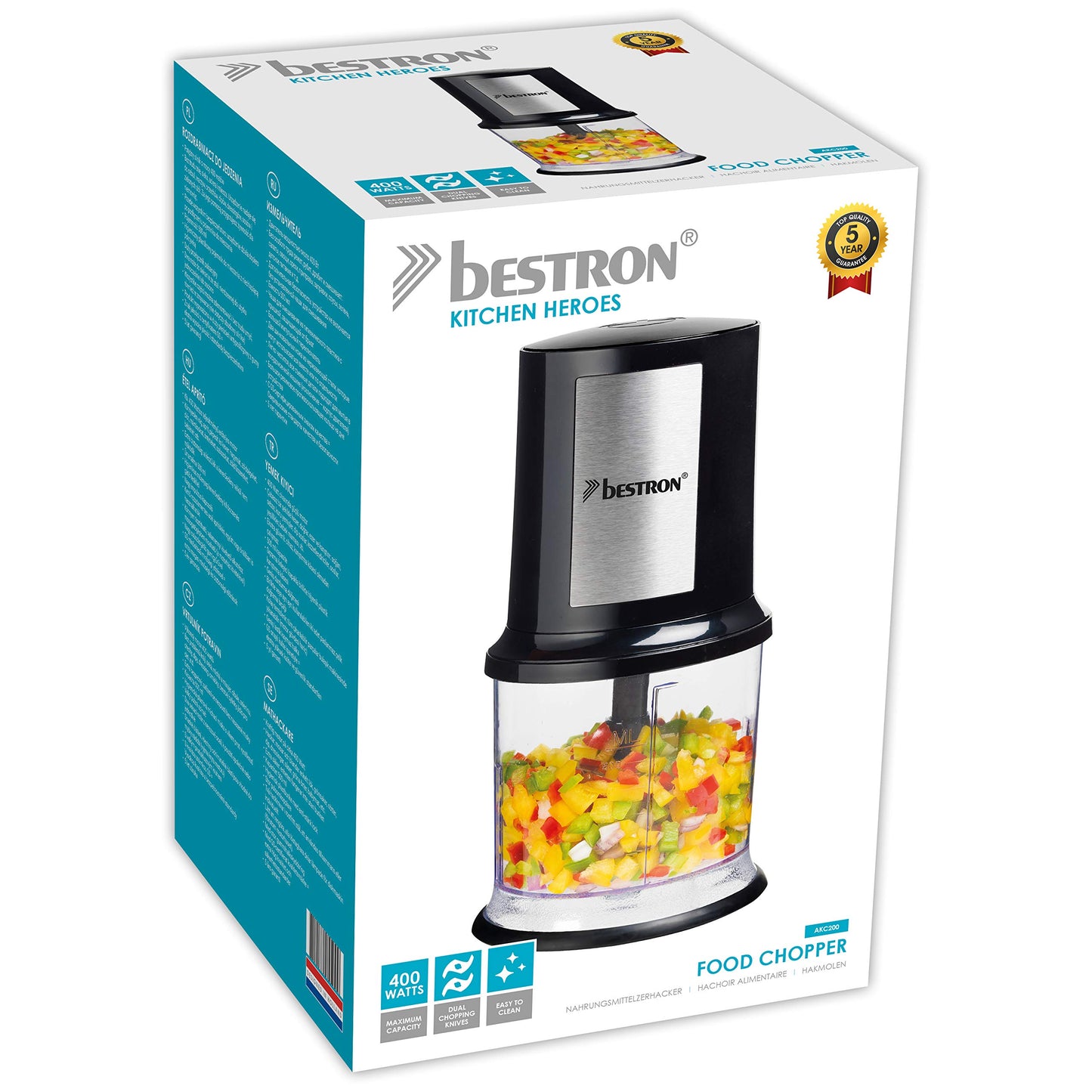 Bestron (AKC200) Universal Multi-Zerkleinerer mit zwei Schneidemessern & 500ml | 400W