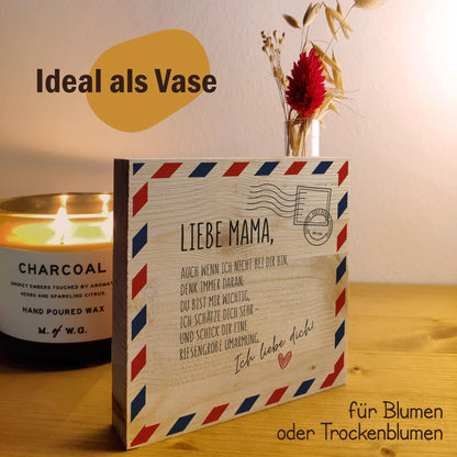 Muttertagsgeschenk 'Brief an Mutter' Holzbild + Reagenzglas zum Hinstellen