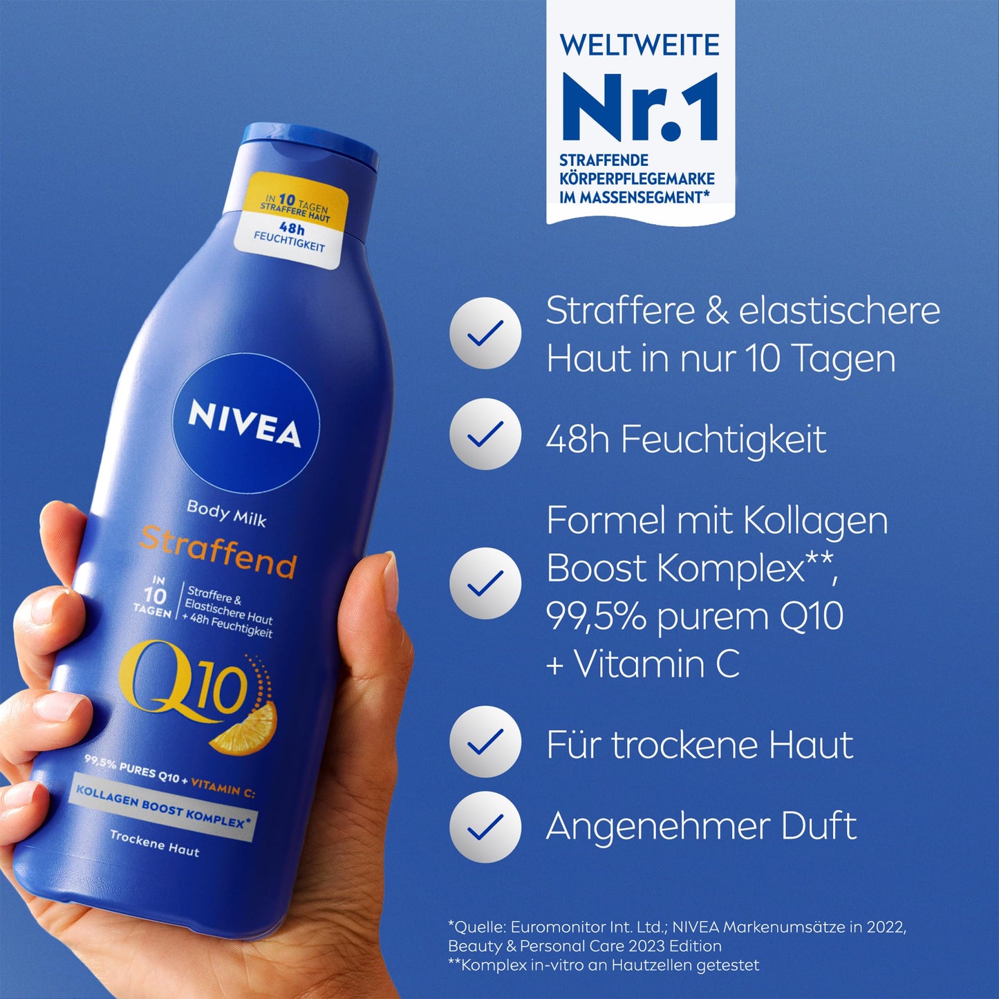 NIVEA Q10 Straffende Body Milk Lotion für straffere Haut mit Orangenduft (400ml)