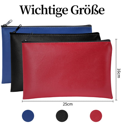 3 bank bags made of artificial leather (25x16cm): money bag for A5 documents, money folder